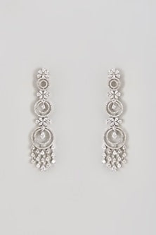 White Finish Zircon Dangler Earrings