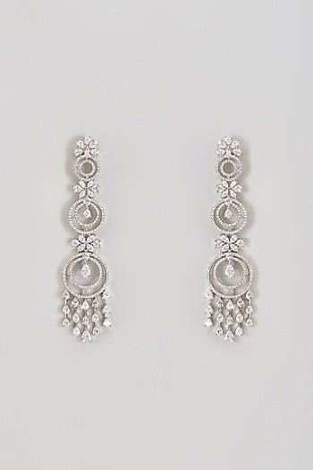 White Finish Zircon Dangler Earrings