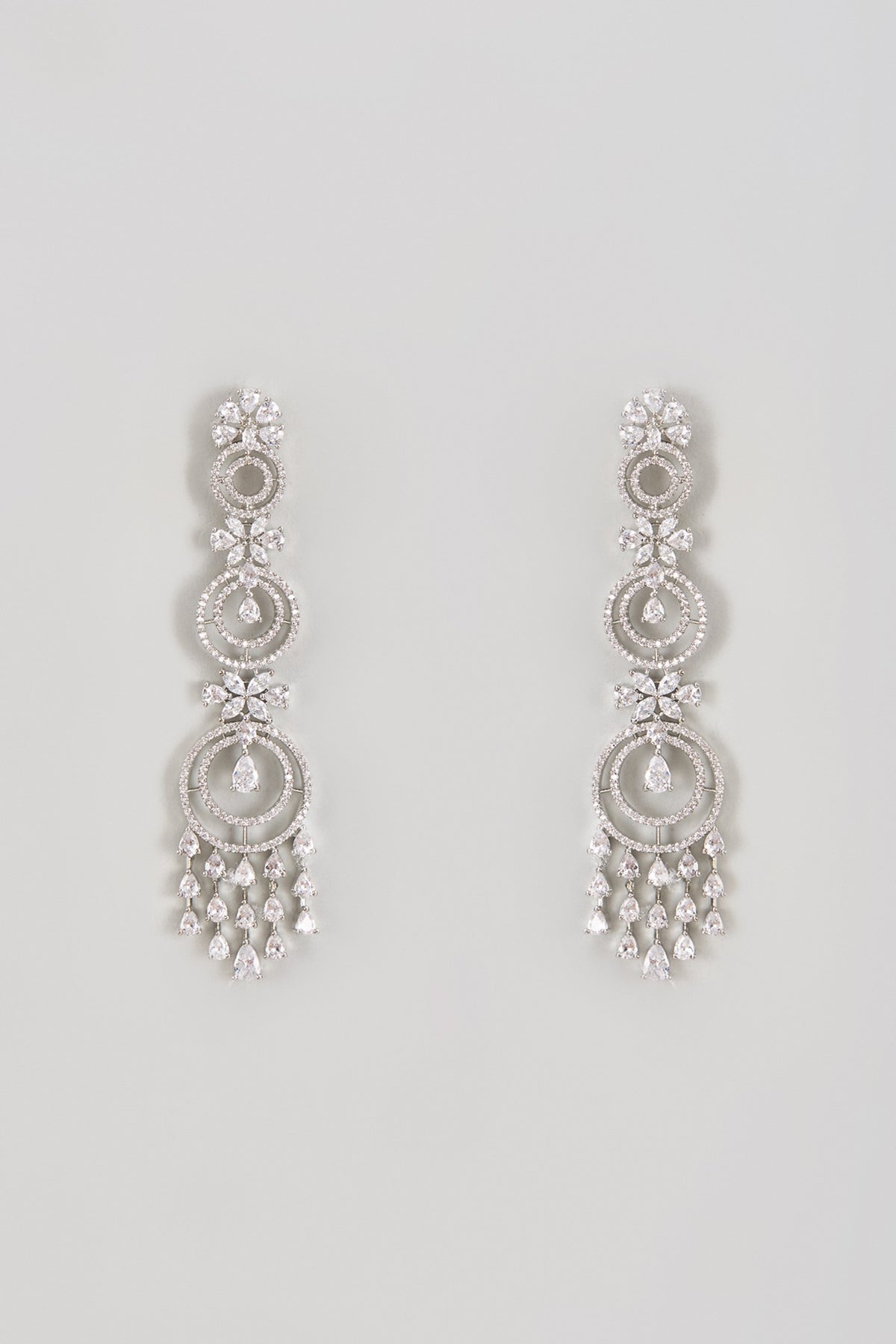 White Finish Zircon Dangler Earrings