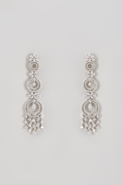 White Finish Zircon Dangler Earrings