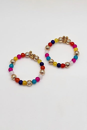 Multi-Colored Kundan & Pearl Maangtikkas For Girls (Set Of 4)
