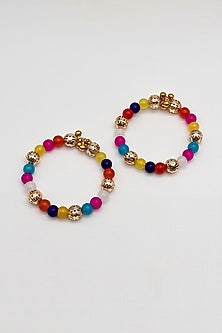 Multi-Colored Kundan & Pearl Maangtikkas For Girls (Set Of 4)