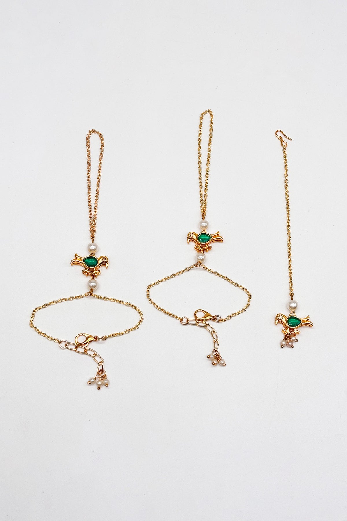Gold Finish Pearl Floral Maangtikka