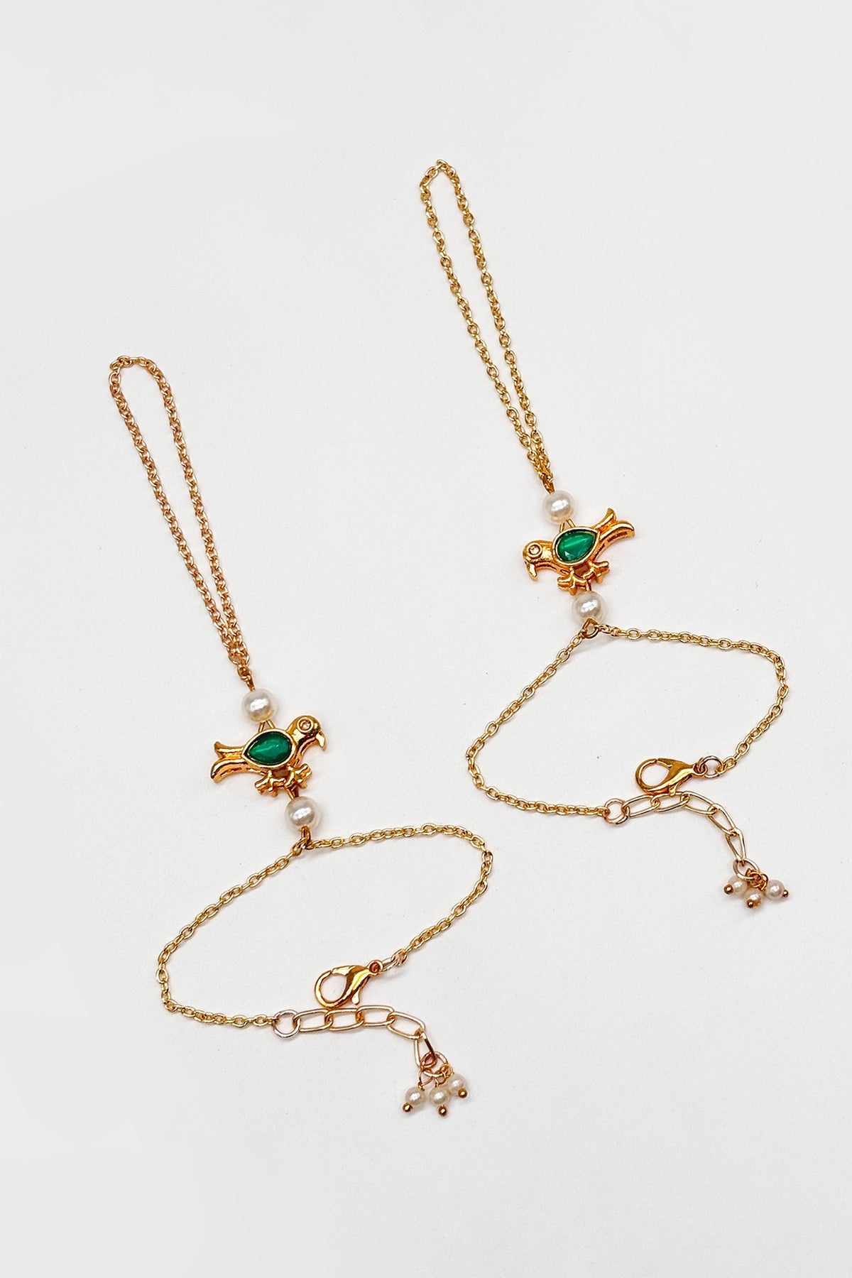 Gold Finish Pearl Floral Maangtikka