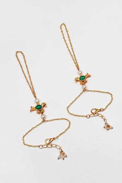 Gold Finish Pearl Floral Maangtikka