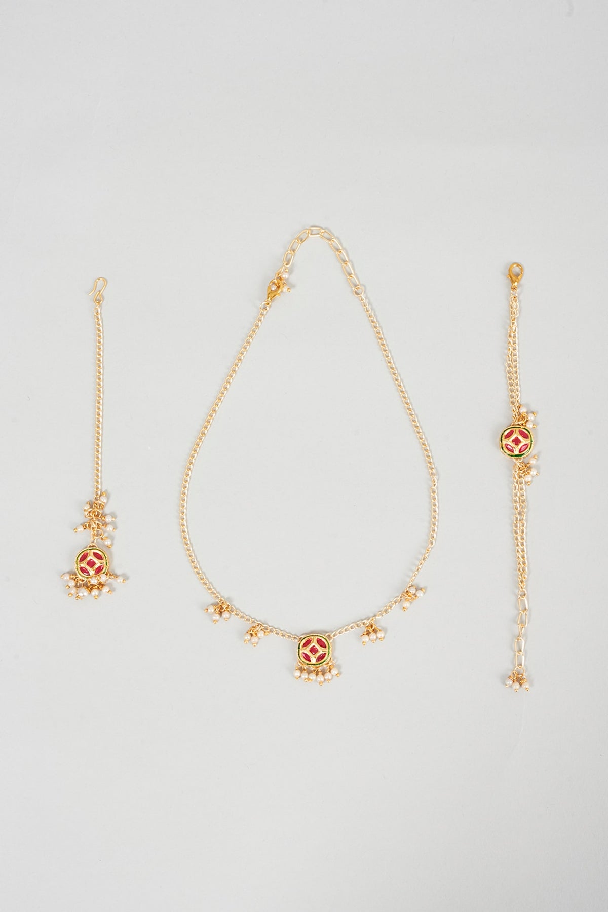 Gold Kundan Necklace Set For Girls