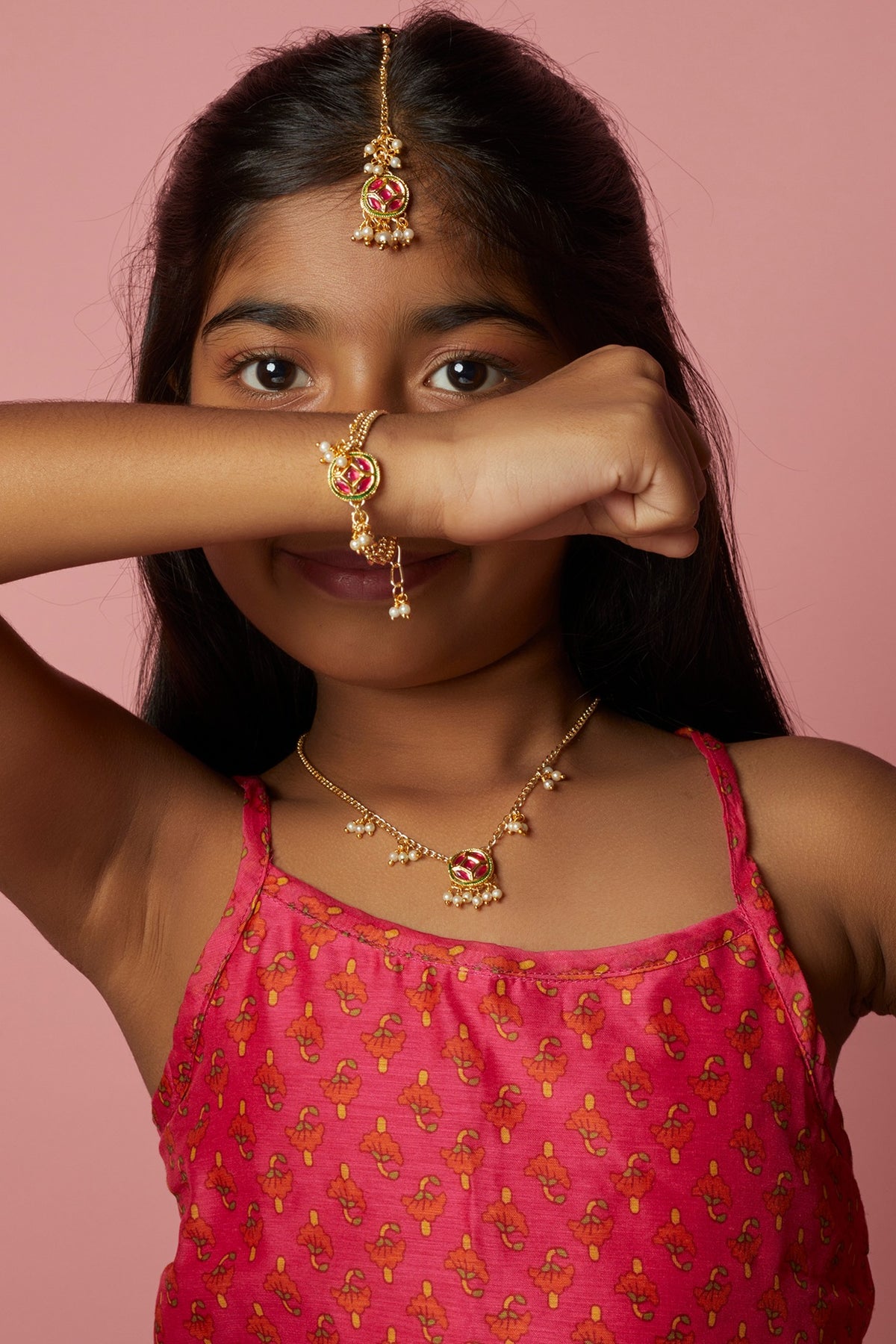 Gold Kundan Necklace Set For Girls