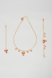 Red Kundan Pendant Necklace For Girls