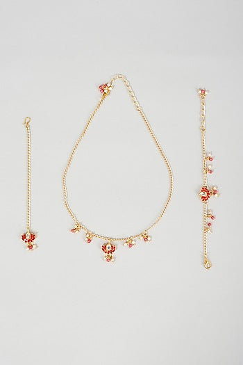 Red Kundan Pendant Necklace For Girls