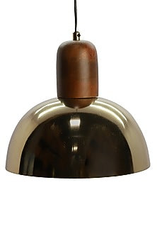 Gold Iron & Mango Wood Pendant Light