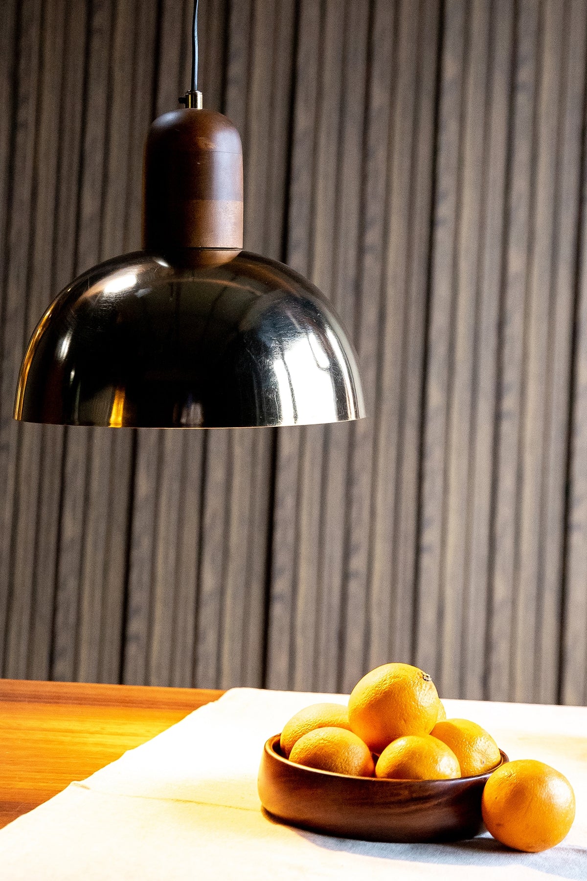 Gold Iron & Mango Wood Pendant Light