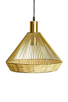Gold Iron & Rattan Pendant Light