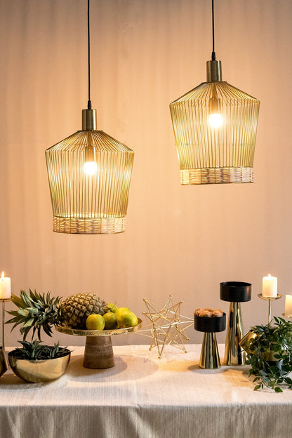 Gold Bell-Shaped Pendant Light