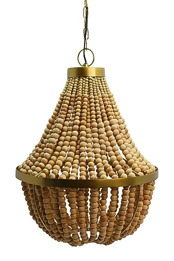 Natural Wood & Shiny Gold Kahuzi Pendant Light