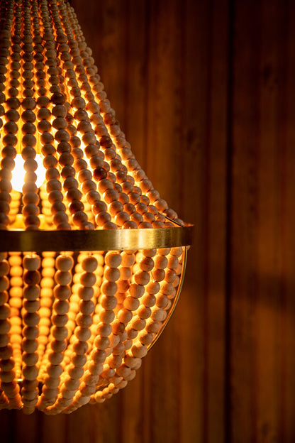 Natural Wood & Shiny Gold Kahuzi Pendant Light
