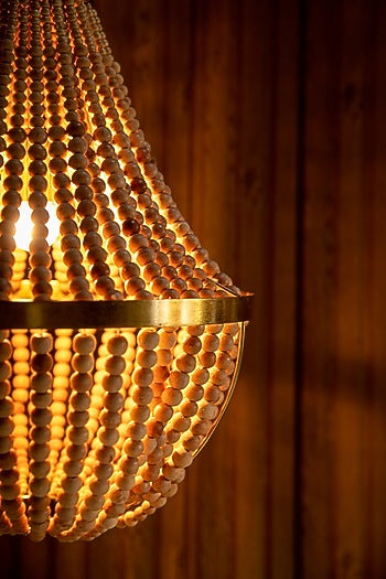 Natural Wood & Shiny Gold Kahuzi Pendant Light