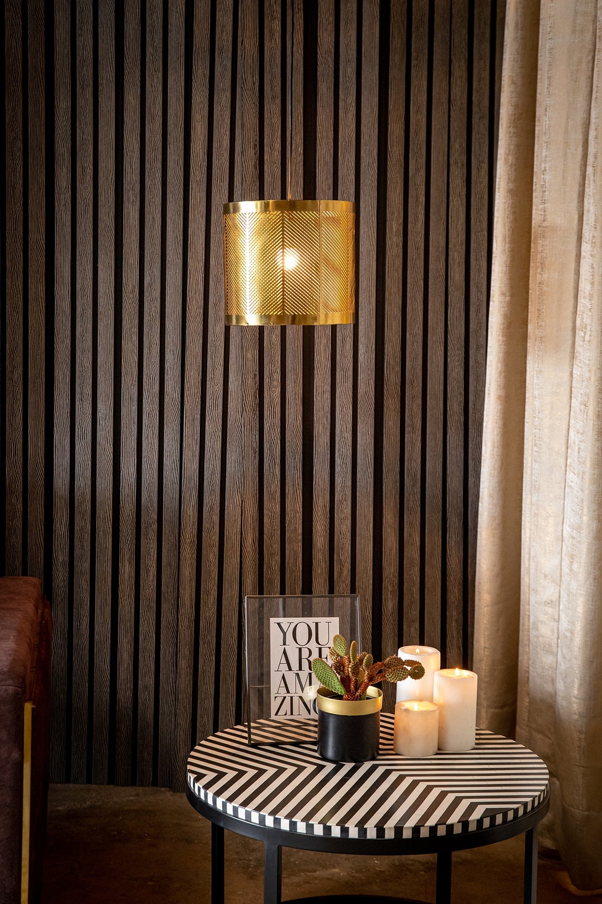 Shiny Gold Strado Cylindrical Pendant Light