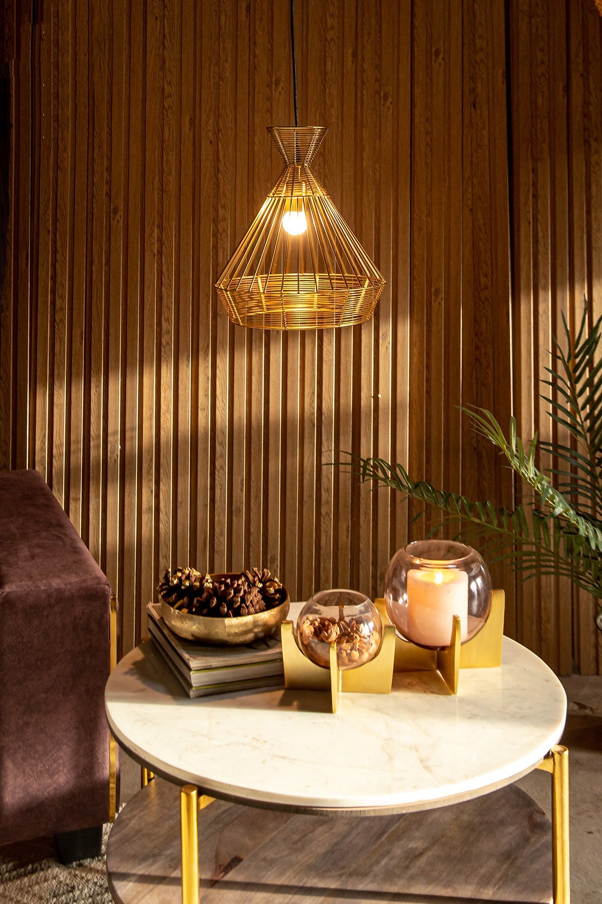 Shiny Gold Viela Pendant Light