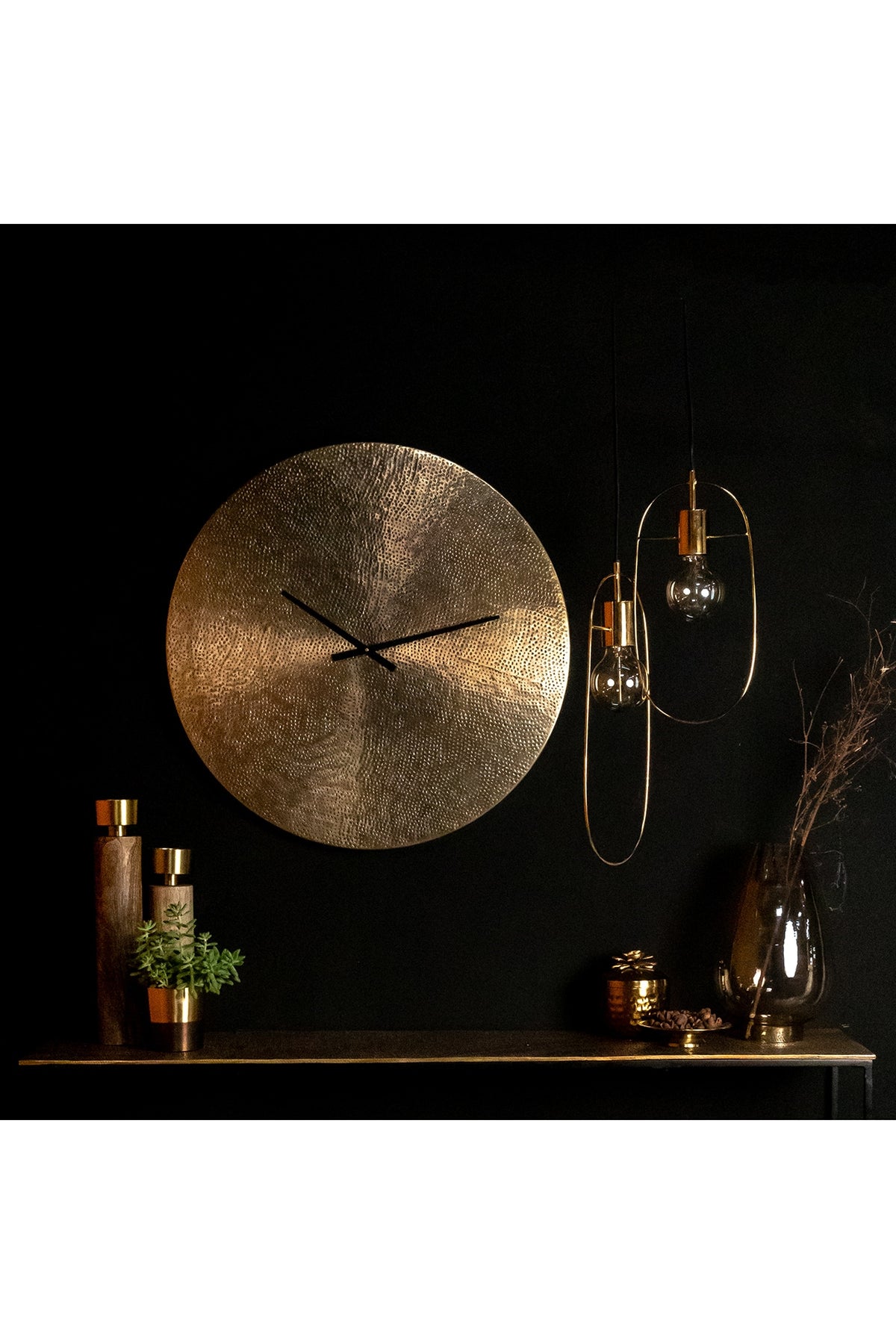 Gold Metal Ring Frame Hanging Light