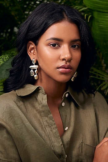 Micro White Finish Pebble Dangler Earrings