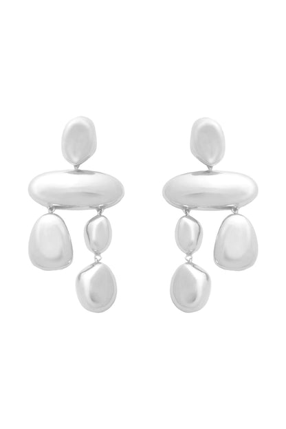 Micro White Finish Pebble Dangler Earrings