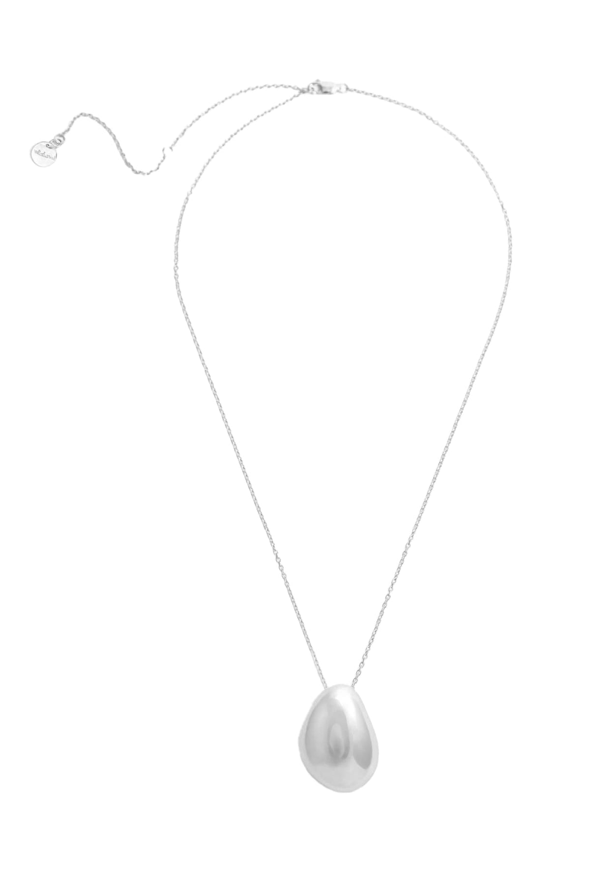 Micro White Finish Pebble Pendant Necklace