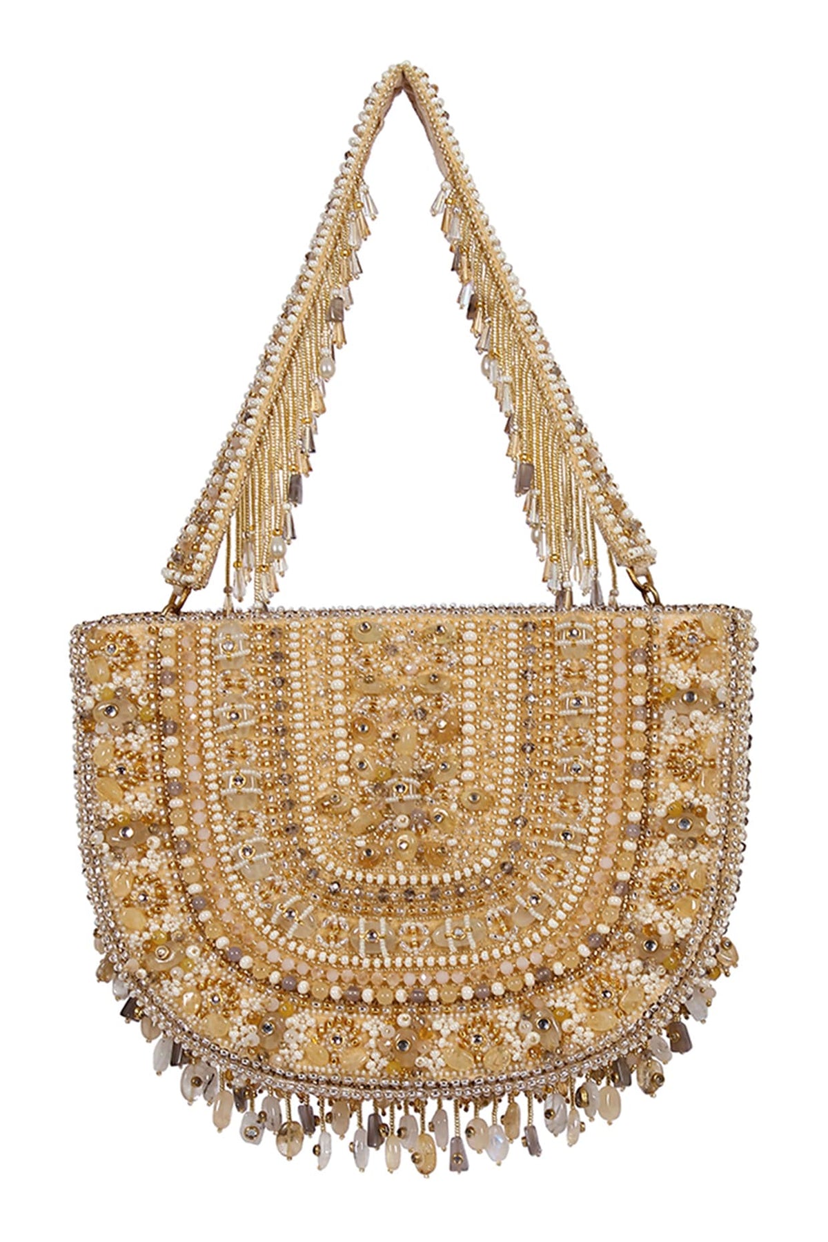 Gold & Silver Kundan Embellished Hand Bag