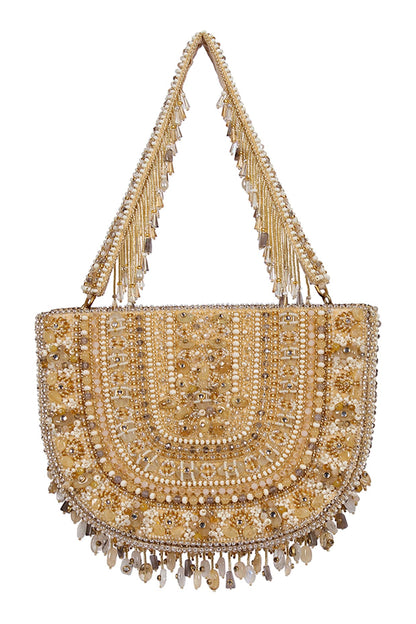 Gold & Silver Kundan Embellished Hand Bag