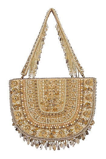 Gold & Silver Kundan Embellished Hand Bag
