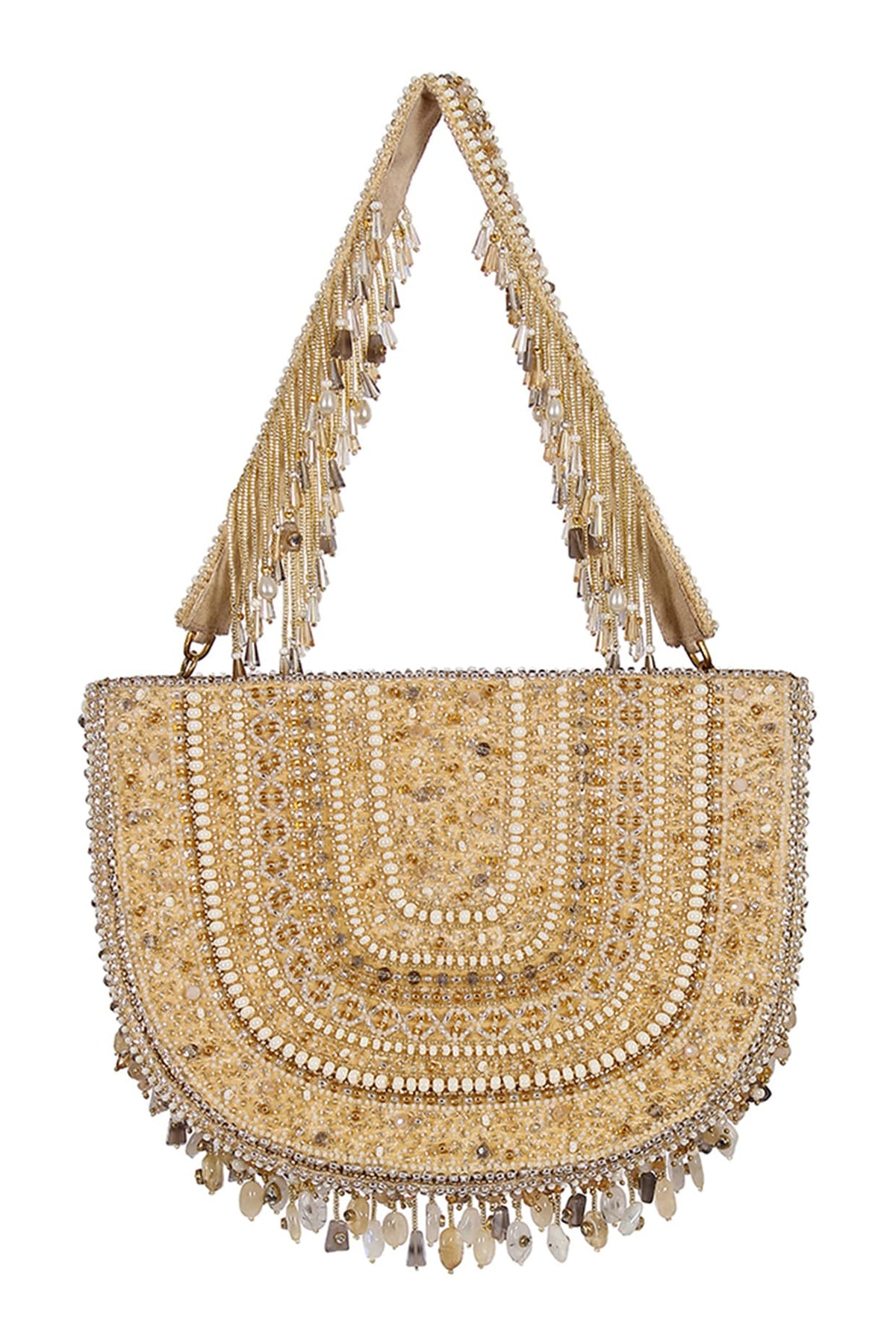 Gold & Silver Kundan Embellished Hand Bag