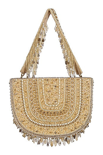 Gold & Silver Kundan Embellished Hand Bag
