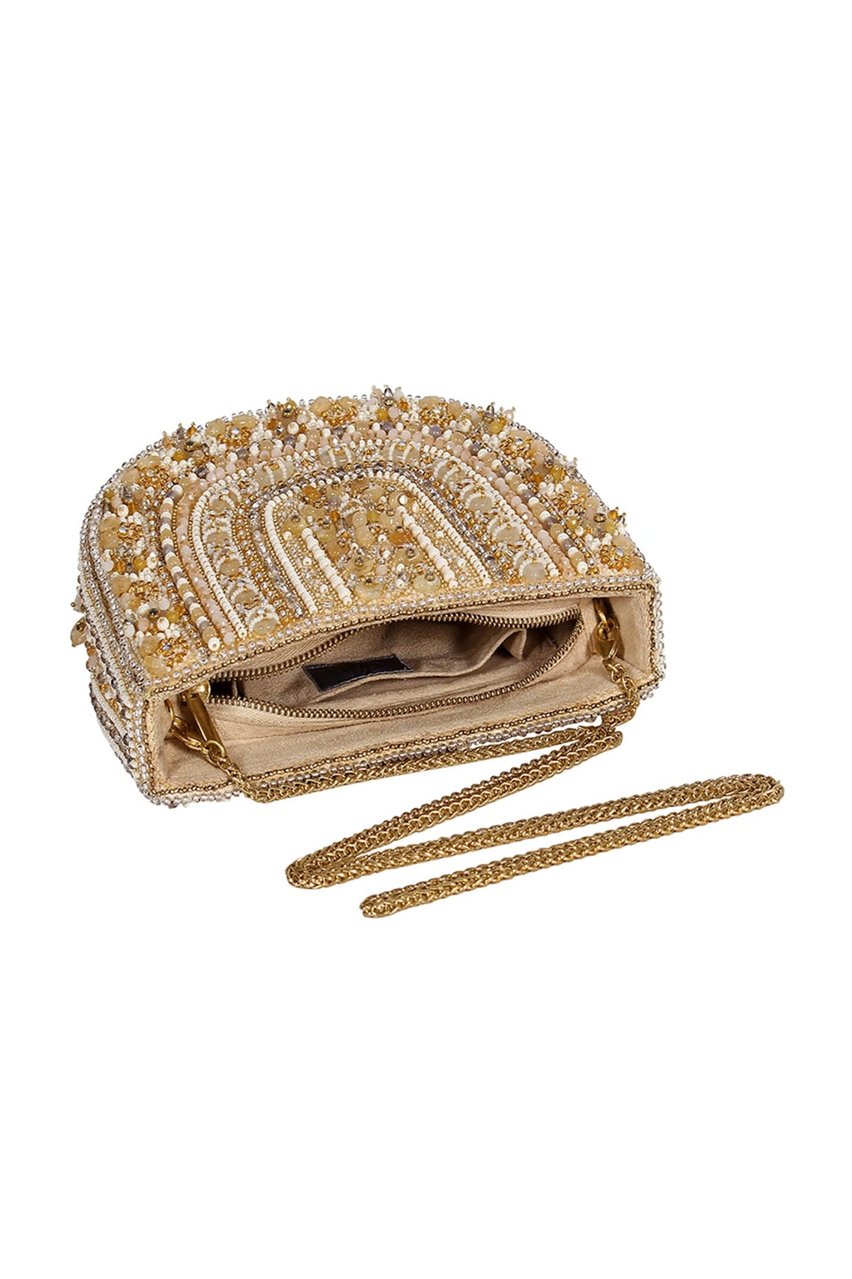 Gold & Silver Kundan Embellished Hand Bag