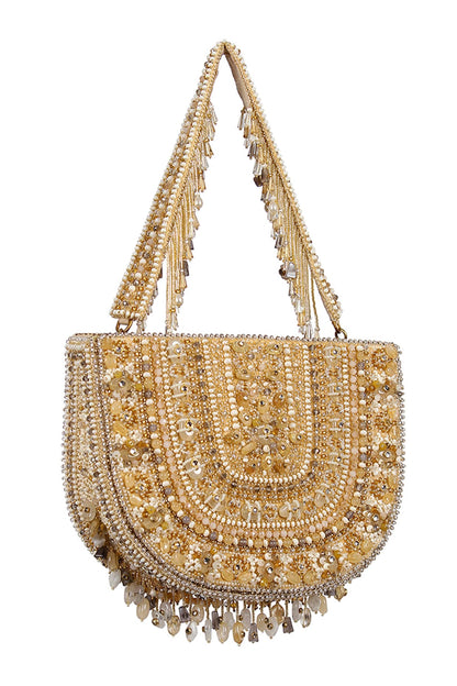 Gold & Silver Kundan Embellished Hand Bag