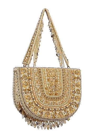 Gold & Silver Kundan Embellished Hand Bag