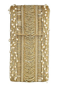 Gold Embellished Fringed Mobile Pouch