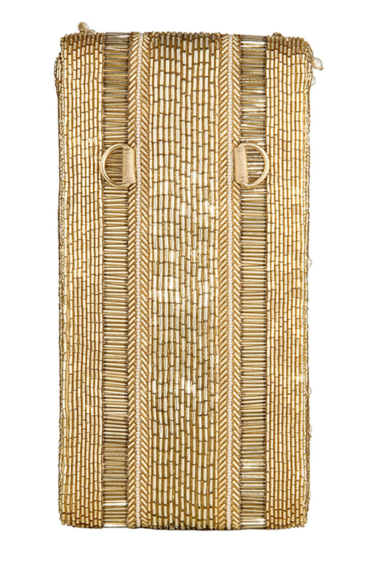 Gold Embellished Fringed Mobile Pouch