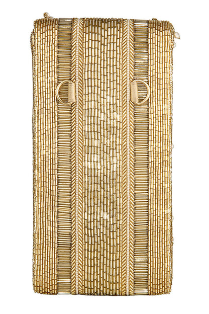 Gold Embellished Fringed Mobile Pouch