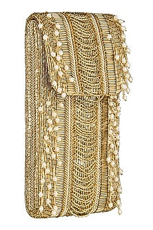 Gold Embellished Fringed Mobile Pouch