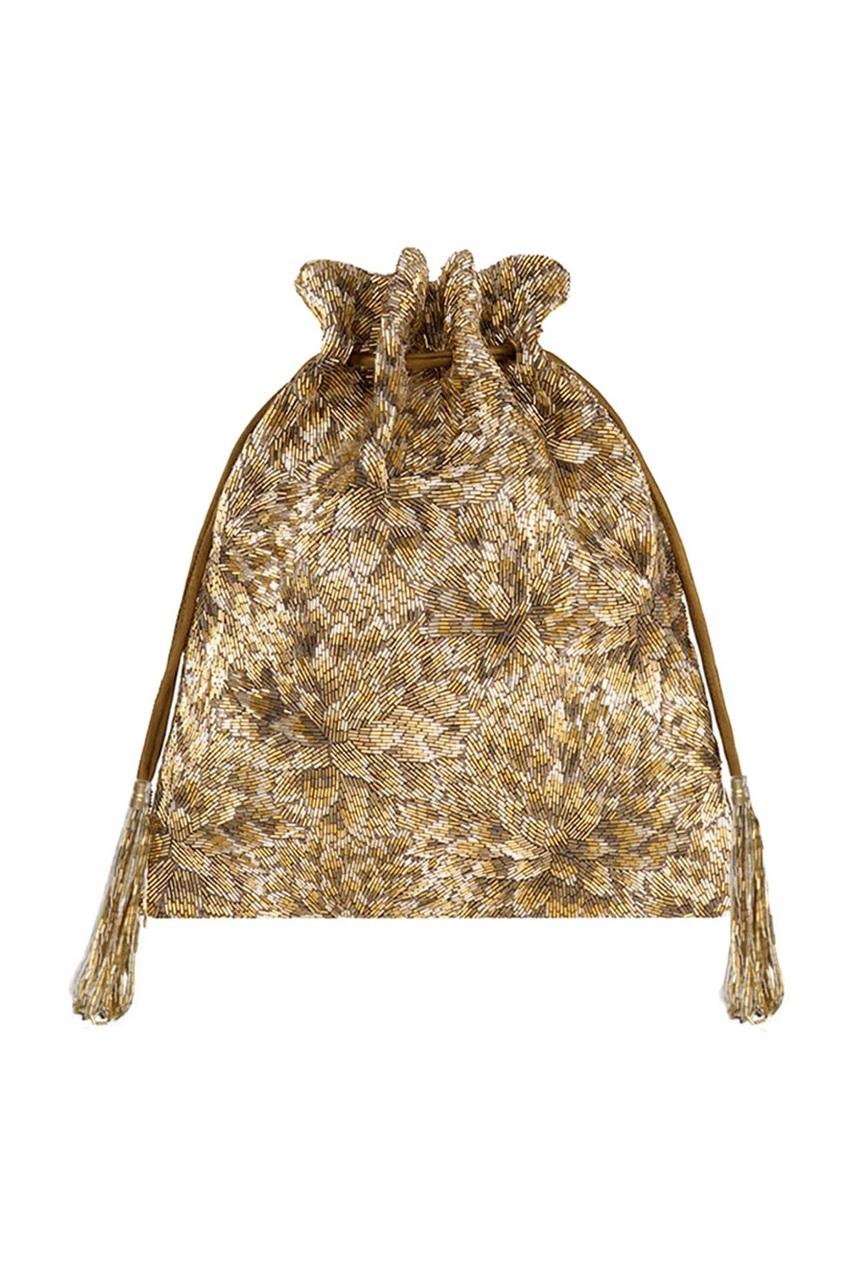 Gold Embroidered Potli With Drawstrings