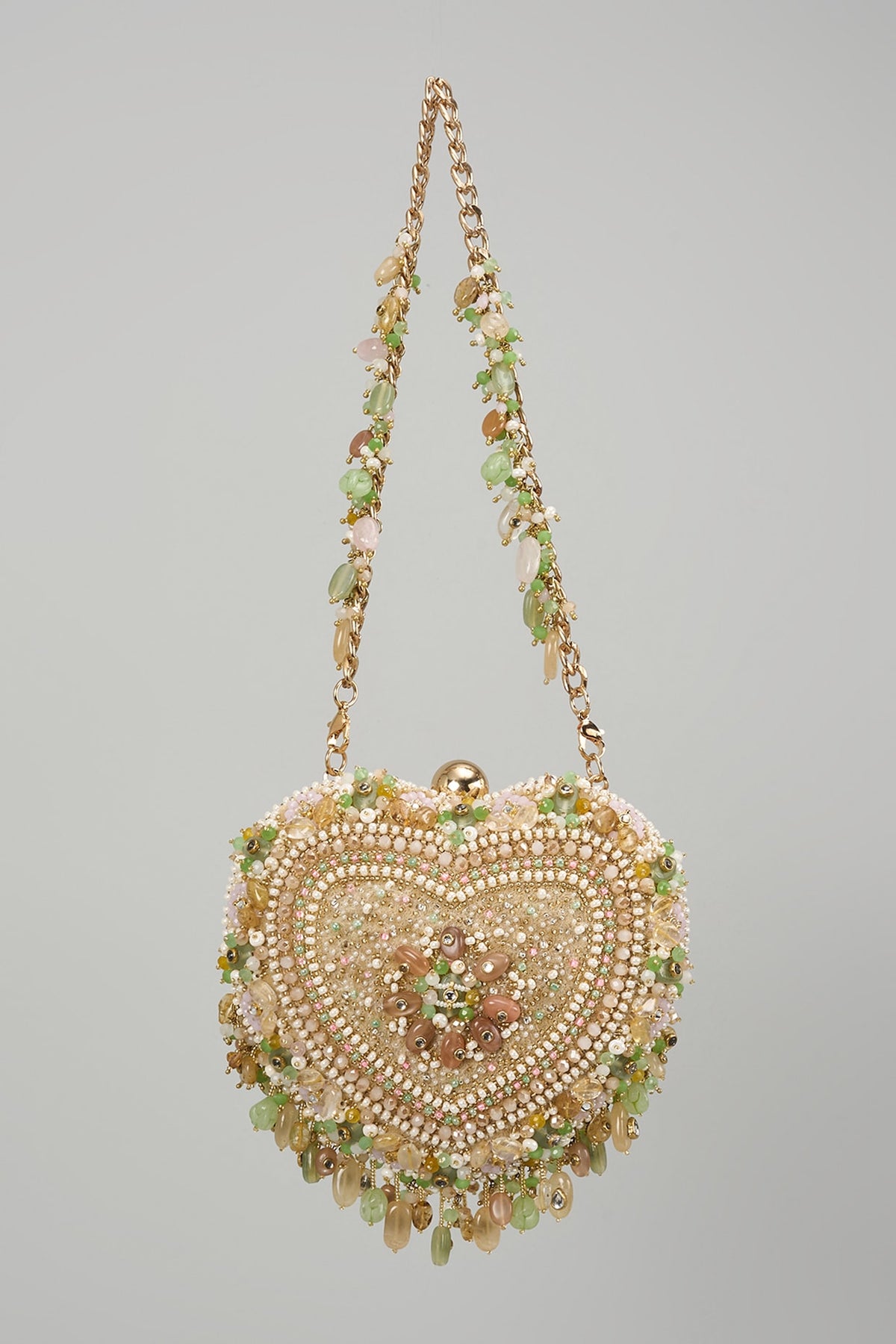 Multi-Colored Velvet Kundan & Bead Embellished Clutch