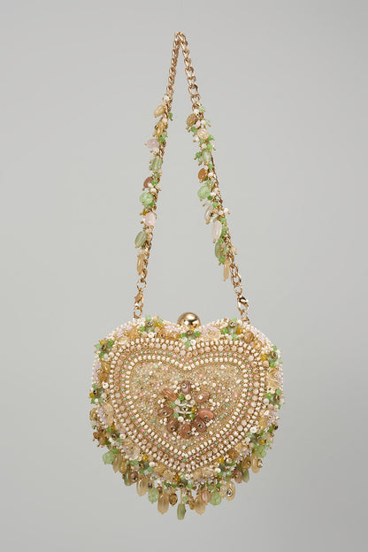 Multi-Colored Velvet Kundan & Bead Embellished Clutch