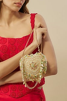 Multi-Colored Velvet Kundan & Bead Embellished Clutch