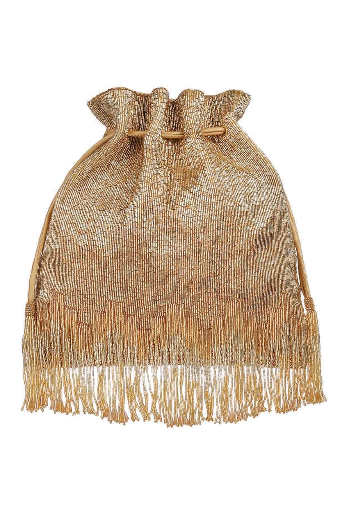 Golden Embroidered Drawstring Potli