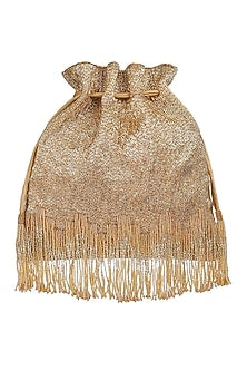 Golden Embroidered Drawstring Potli