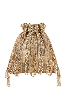 Golden Embroidered Potli With Drawstrings