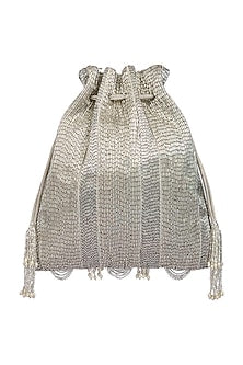 Silver Embroidered Potli With Drawstrings