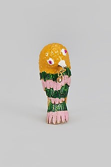 Two Tone Finish Enameled Pink Bird Ring