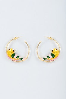 Two Tone Finish Enameled Hoop Earrings