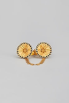 Two Tone Finish Floral Duo Ring