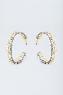 Two Tone Finish Enameled Hoop Earrings